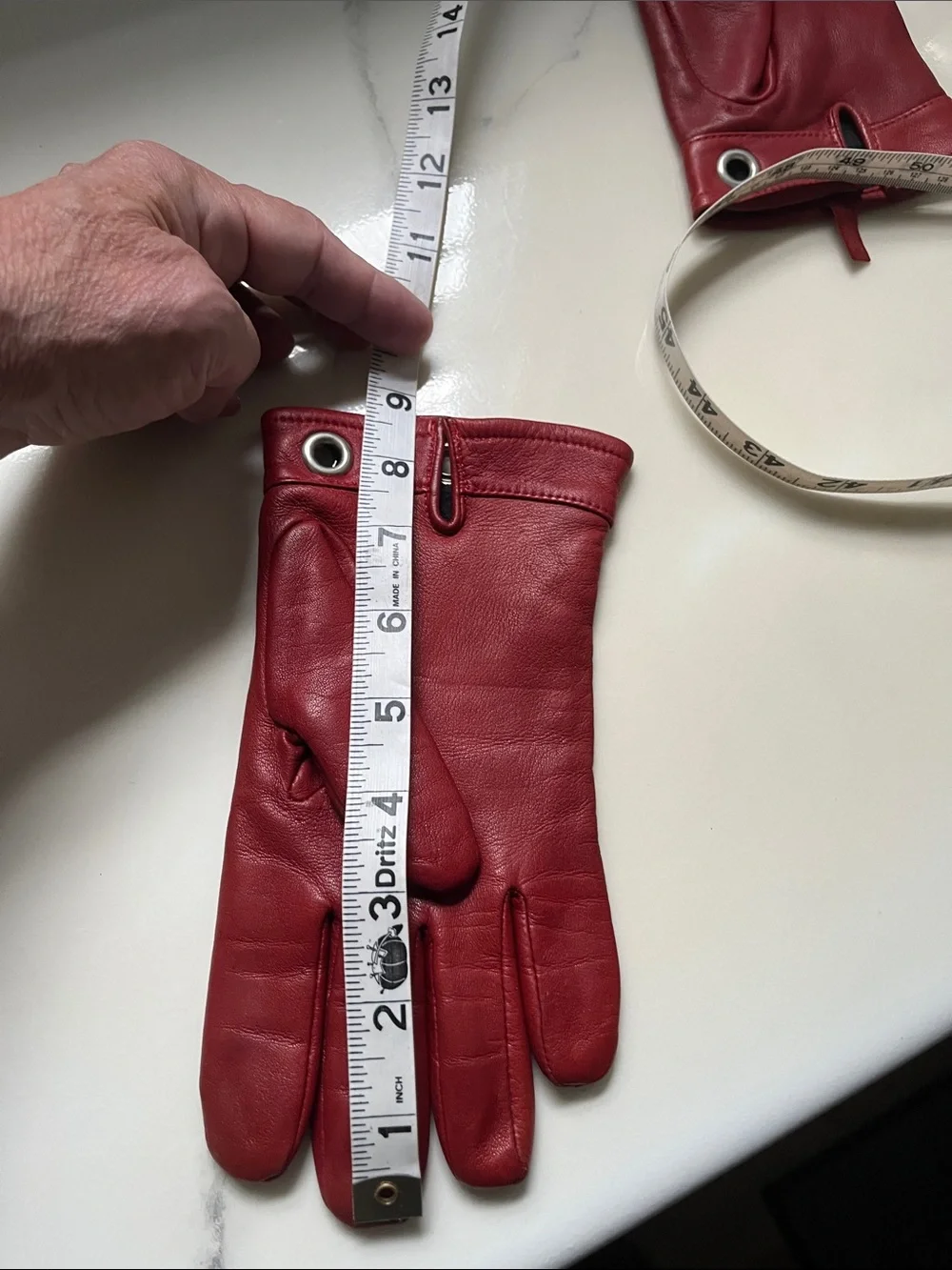 Women’s Red Leather Gloves with Grommet Detail